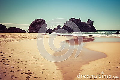 Camel Rock formation on ocean shore near Wallaga Lake, NSW, Australia. Stock Photo