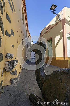 Camel statue in the small town of AgÃ¼imes in Gran Canaria Editorial Stock Photo