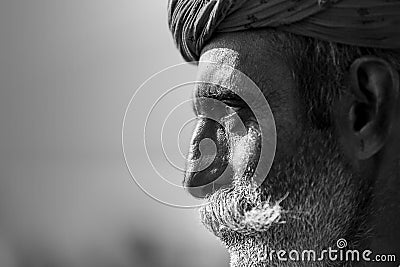 portrait of a camel trader in pushkar camel fair Editorial Stock Photo