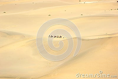 Camel train in desert Stock Photo