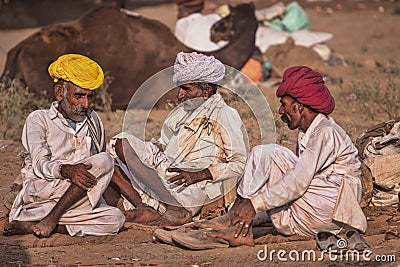 Camel vendors from the city of Pushkar,Pushkar Mela Editorial Stock Photo