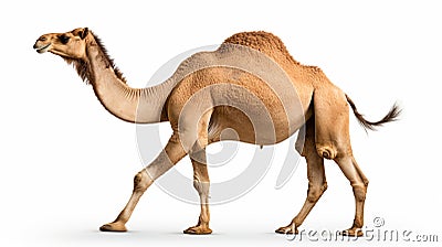 camel waling isolated on white background with clipping path include shadow. Generative AI Stock Photo