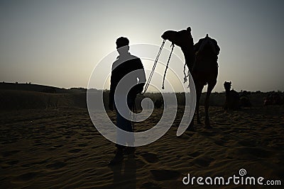 Cameleer with Camel in Rajasthan Editorial Stock Photo