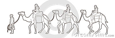 Cameleer with camels cartoon graphic Vector Illustration