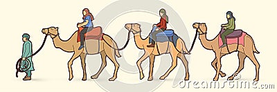 Cameleer with camels cartoon graphic Vector Illustration