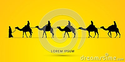 Cameleer with camels Vector Illustration