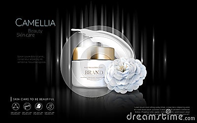 Camellia cosmetic ads Vector Illustration