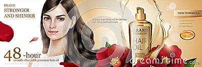 Camellia hair oil ads Vector Illustration