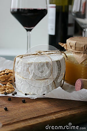 Camembert cheese close-up. Stock Photo