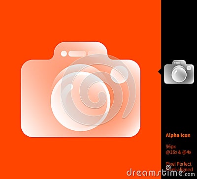 Camera alpha icon - vector illustrations for branding, web design, presentation, logo, banners. Transparent gradient icon on Vector Illustration