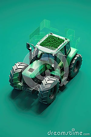 A camera atop a tractor captures images of the crops which an AI algorithm interprets to aid in identification of weeds Stock Photo
