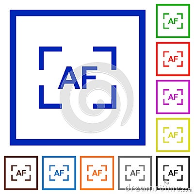 Camera autofocus mode flat framed icons Stock Photo