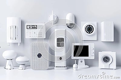Camera-based security system enhances privacy and network monitoring with smart alerts, protective depth of field, and interface d Cartoon Illustration