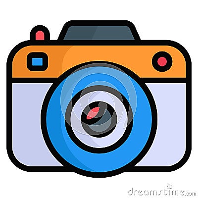 camera colored line icon, Merry Christmas and Happy New Year icons for web and mobile design Vector Illustration