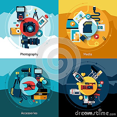 Camera Design Set Vector Illustration