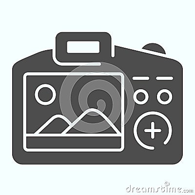 Camera Display solid icon. Display of camera vector illustration isolated on white. Photo camera screen glyph style Vector Illustration