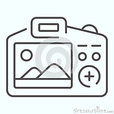 Camera Display thin line icon. Display of camera vector illustration isolated on white. Photo camera screen outline Vector Illustration