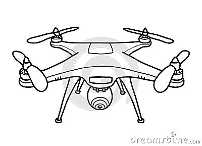 Camera Drone Doodle Vector Illustration