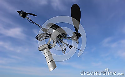 Camera drone flying Stock Photo