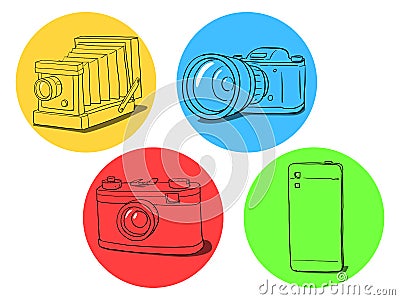 Camera evolution illustration Vector Illustration