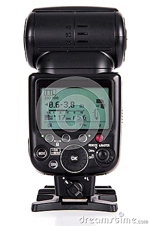 Camera Flash Speedlight Stock Photo