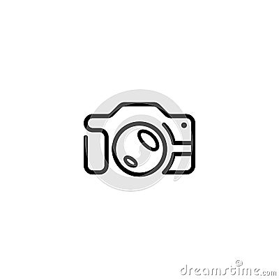 Camera flat line-art Logo Icon Vector Illustration