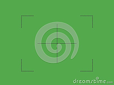 Camera focus lens vector icon on green background. Night photo camera cross viewfinder. Vector Illustration