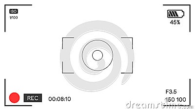 Camera focus and photography settings on screen Vector Illustration