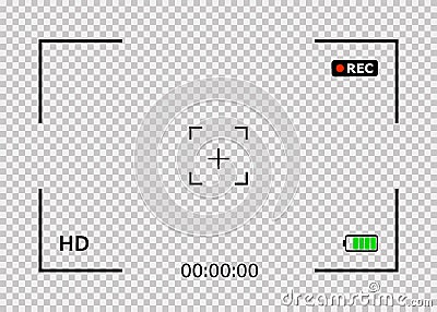 Camera frame isolated vector template. Viewfinder screen of video recorder. Video camera viewfinder overlay Stock Photo