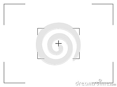 Camera frame viewfinder grid with cross target. Video camera recorder digital display screen. Vector square camera frame Vector Illustration