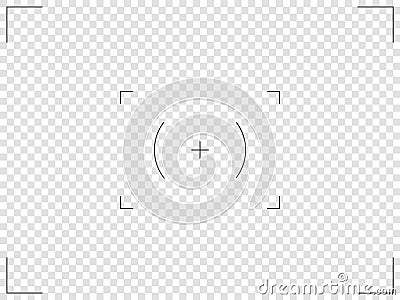 Camera frame viewfinder screen of photo, video recorder digital display with camera frames. Vector round target Vector Illustration