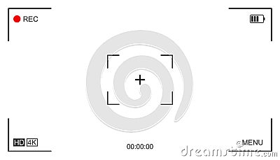 Camera frame viewfinder screen of video recorder, recording video screen, display full hd format, digital display interface Vector Illustration