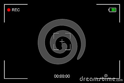 Camera frame viewfinder screen of video recorder, recording video screen, digital display interface. Camera viewfinder, rec icon Vector Illustration