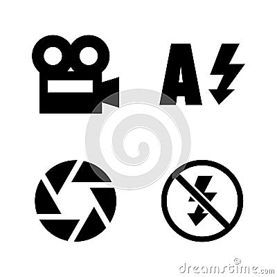 Camera Functions, Menu Mode. Simple Related Vector Icons Vector Illustration