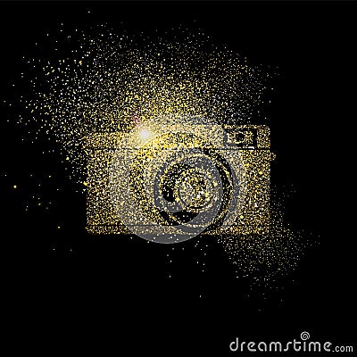 Camera gold glitter concept symbol illustration Vector Illustration