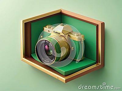 camera with gradient color background, 3d render Stock Photo