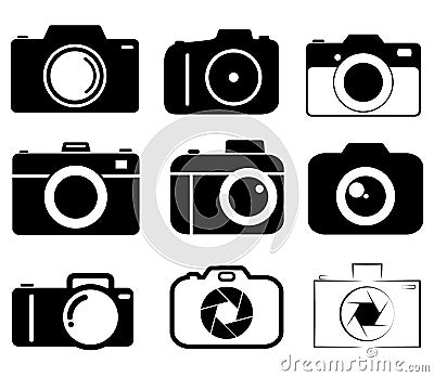 Camera icon line collection group Vector Illustration