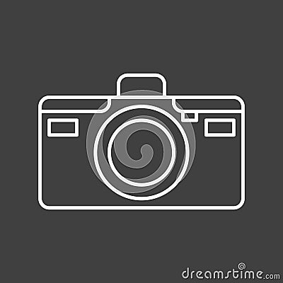 Camera icon. Linear execution. Retro style. Isolated vector on a gray background. Vector Illustration