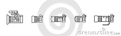 Camera icon set,Side view of photo equipment,Flat design. Vector Illustration