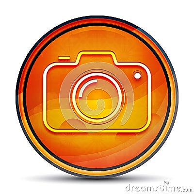 Camera icon shiny bright orange round button illustration Cartoon Illustration