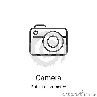 camera icon vector from bufilot ecommerce collection. Thin line camera outline icon vector illustration. Linear symbol for use on Vector Illustration