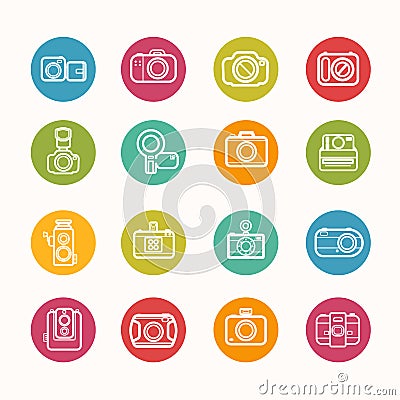 Camera icons set Circle Series Vector Illustration