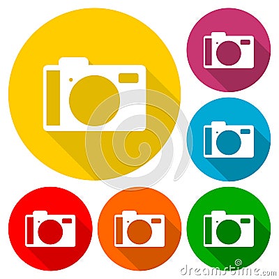 Camera Icons set with long shadow Stock Photo