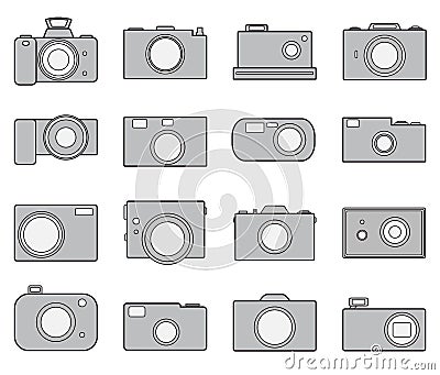 Camera icons set Cartoon Illustration