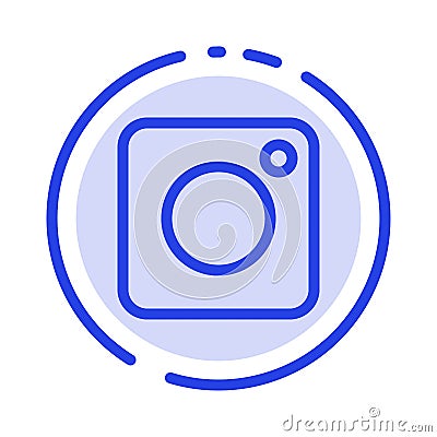 Camera, Instagram, Photo, Social Blue Dotted Line Line Icon Vector Illustration