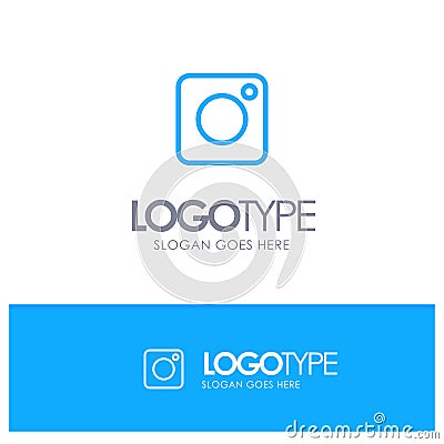 Camera, Instagram, Photo, Social Blue outLine Logo with place for tagline Vector Illustration