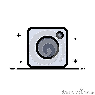 Camera, Instagram, Photo, Social Business Flat Line Filled Icon Vector Banner Template Vector Illustration