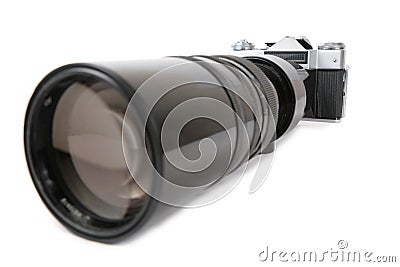 Camera with large lens 2 Stock Photo