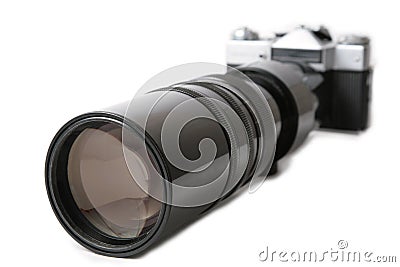 Camera with large lens Stock Photo