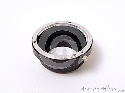 camera lens adapter on white background Stock Photo